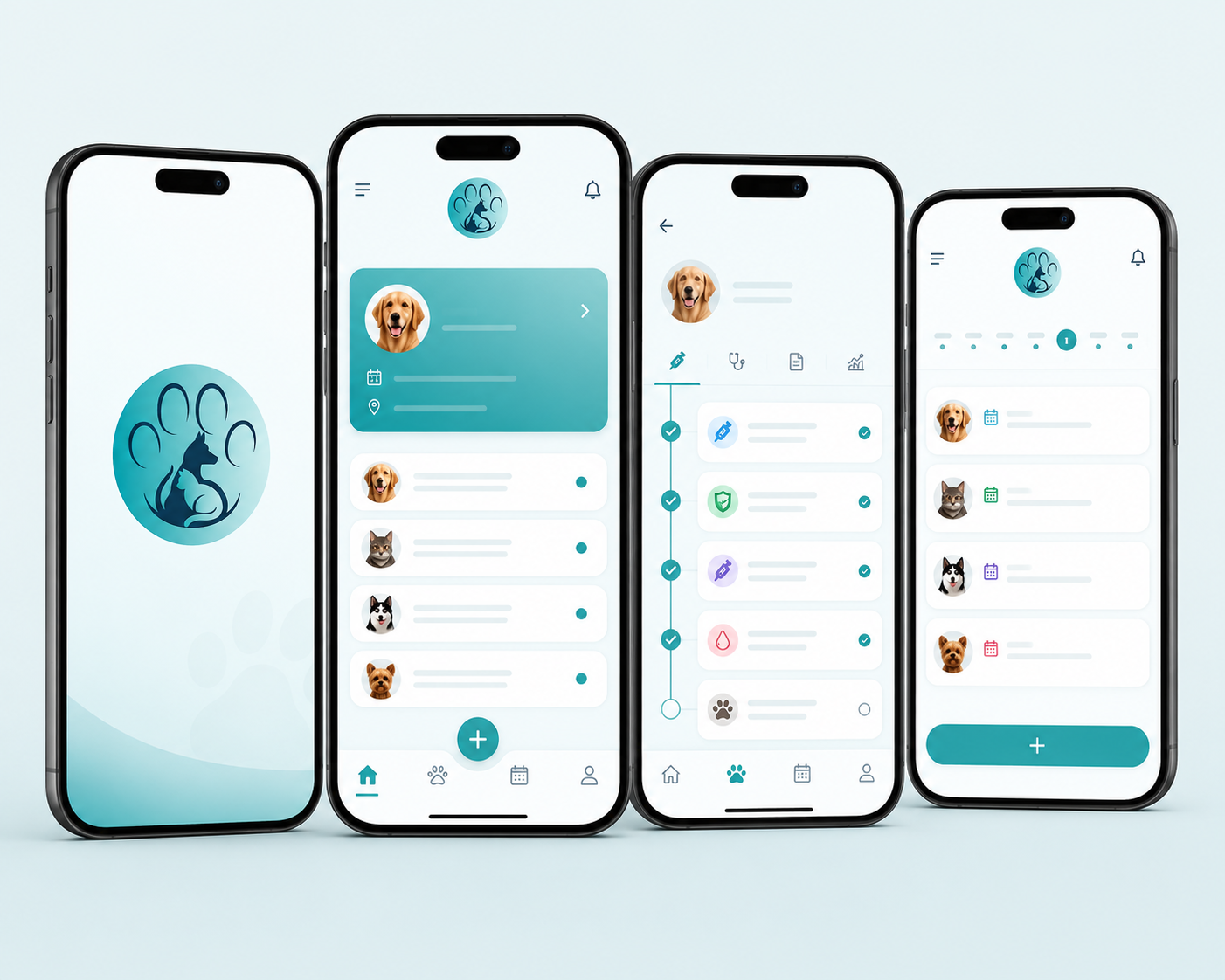 TailGrow Pets mobile app screens