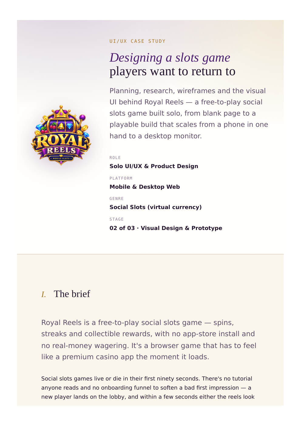 Royal Reels — Mobile Slots Game UI/UX featured 1
