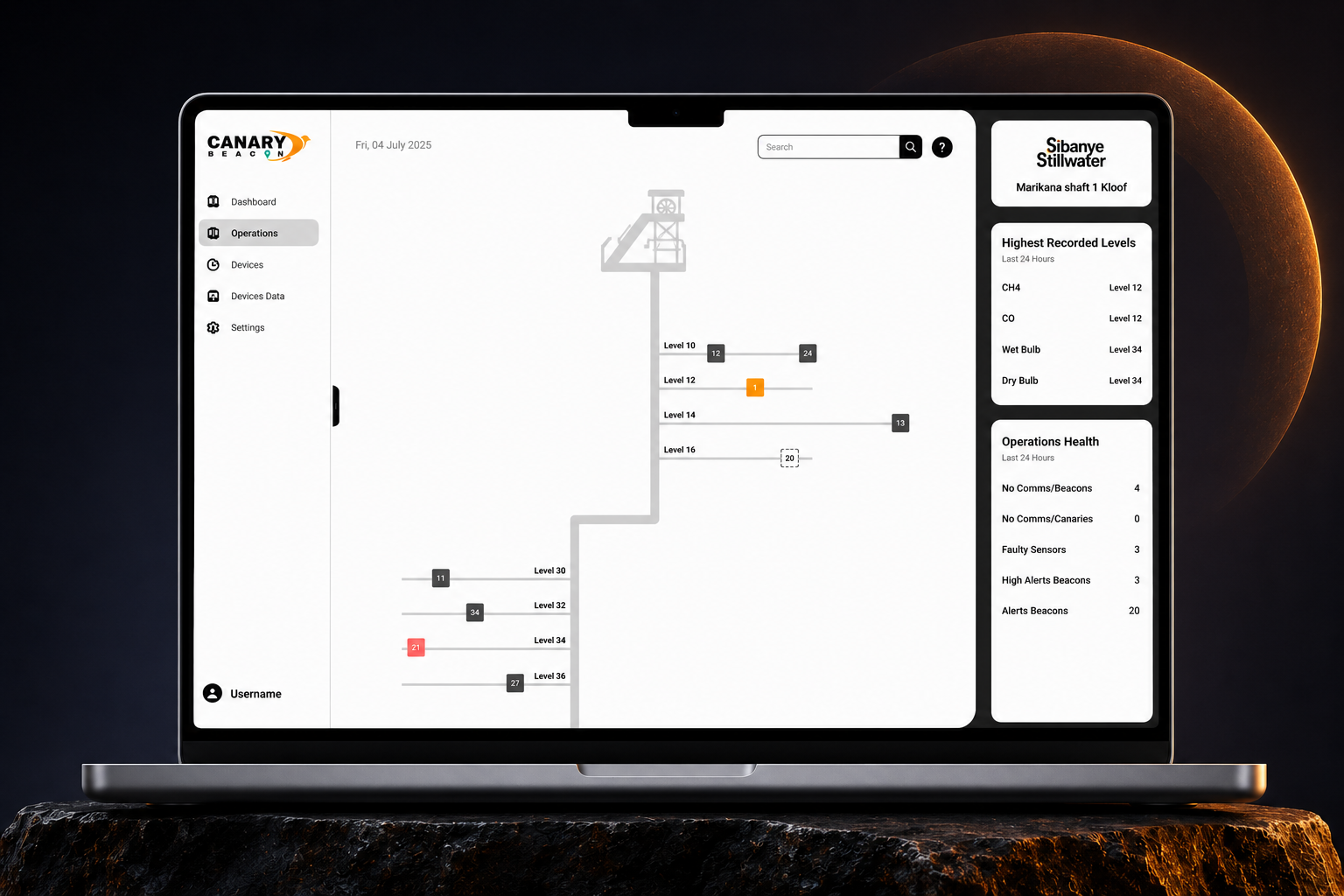 Canary Beacon operations underground level view