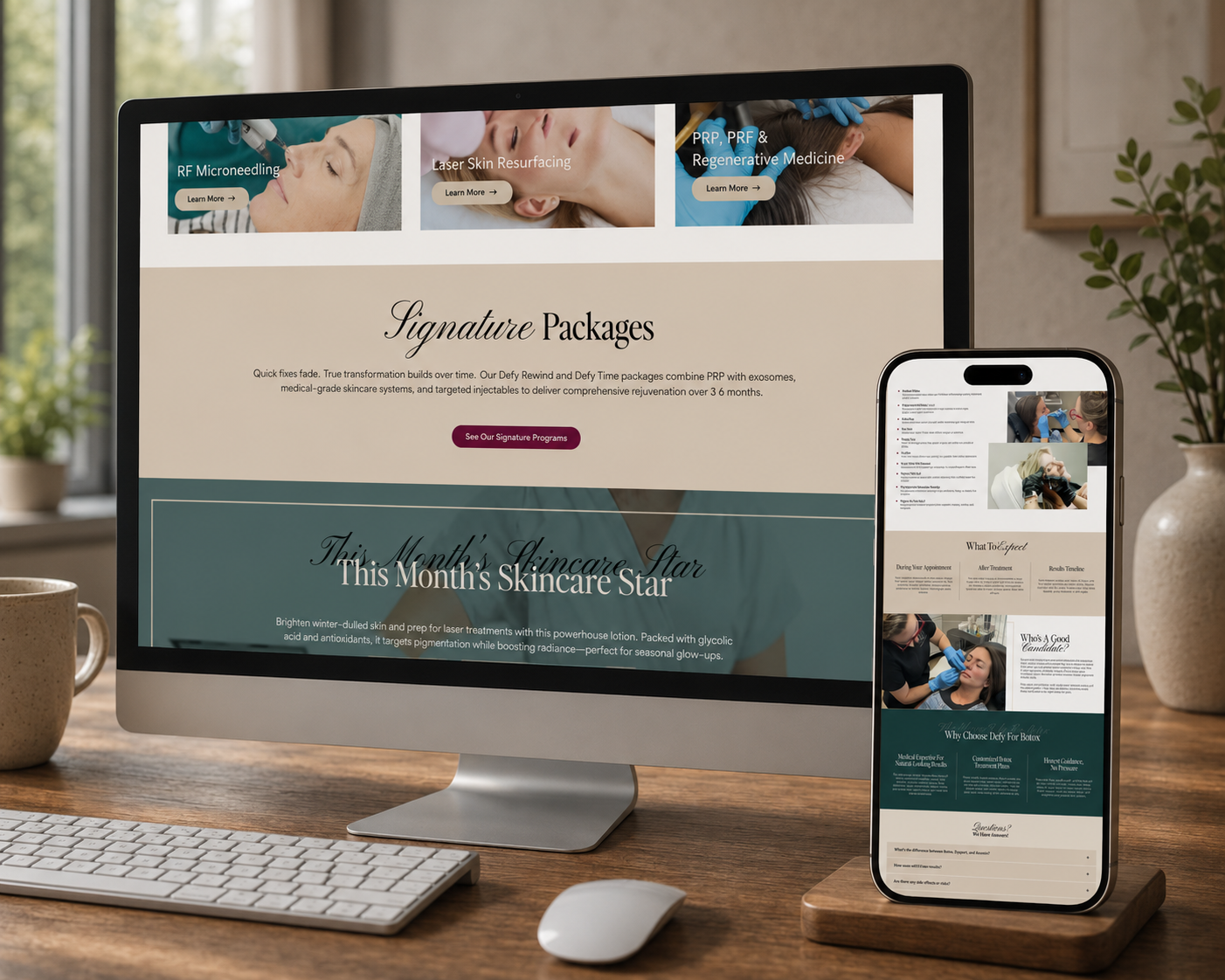 Defy medspa website mockup