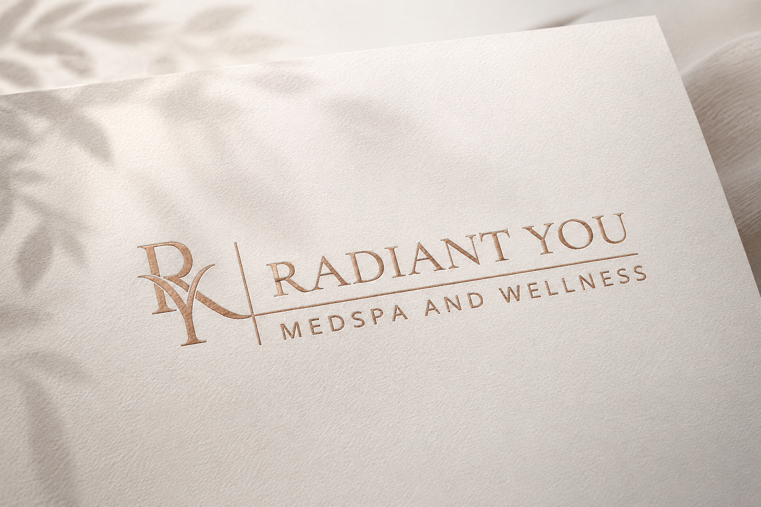 Radiant You logo on paper mockup