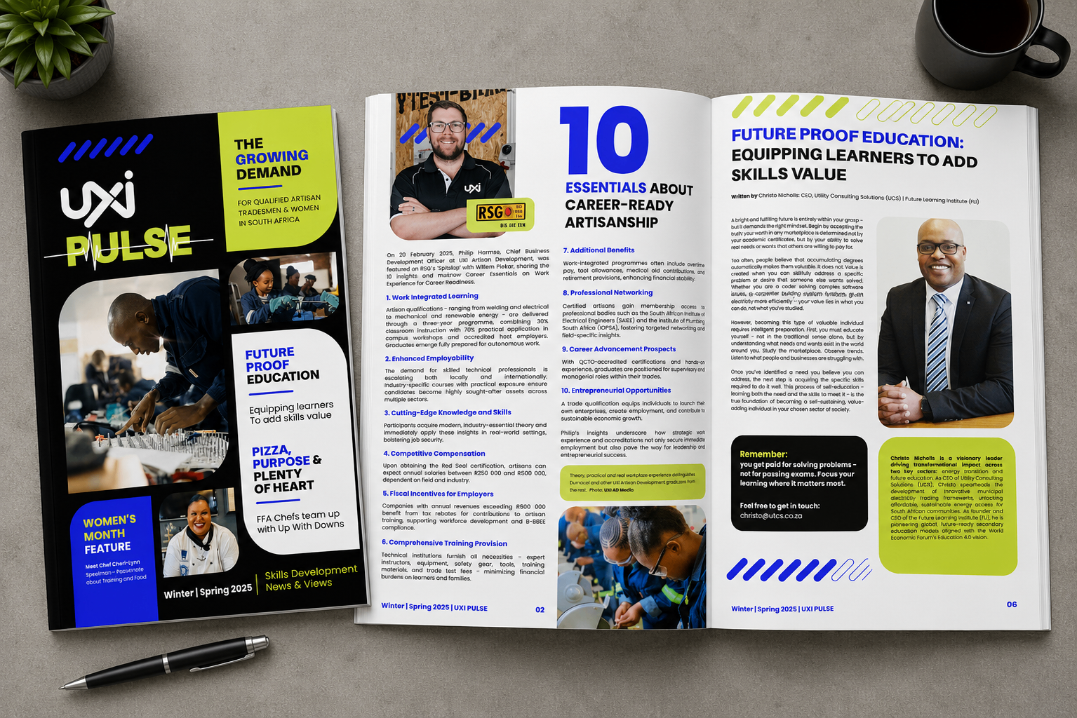 UXI Pulse magazine cover and feature spreads