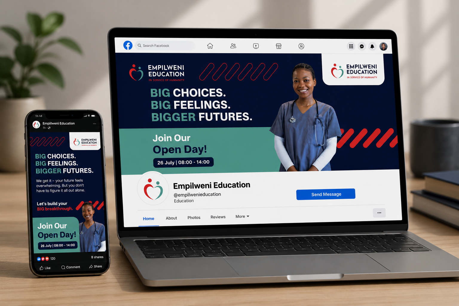 Empilweni Open Day — Facebook banner and Instagram post mockup